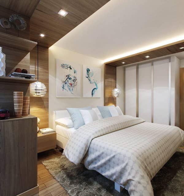 دکوراسیون اتاق خواب مدرن با تم چوبی