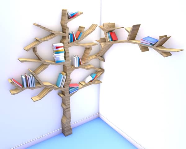 طراحی کتابخانه فانتزی درختی