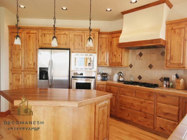 کابینت چوبی آشپزخانه با تم چوب طبیعی