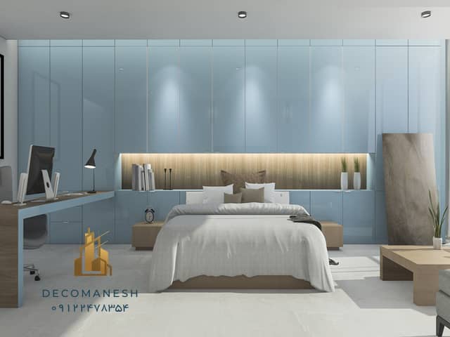 کمد دیواری اتاق خواب هایگلاس با رنگ آبی