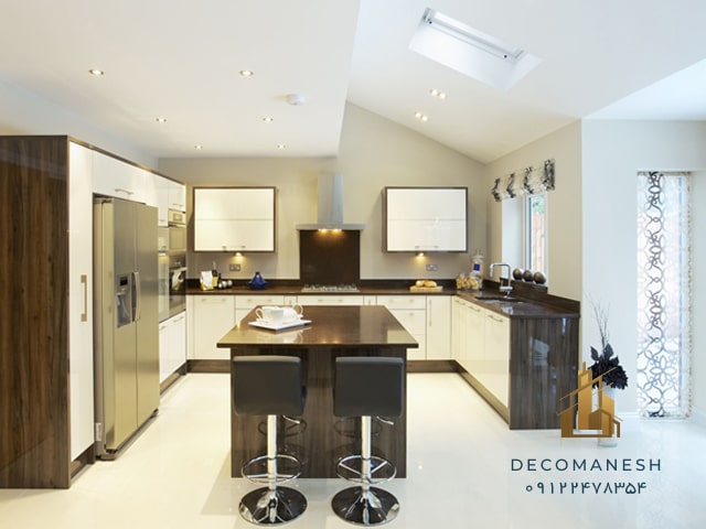 کابینت آشپزخانه با دو متریال ترکیبی