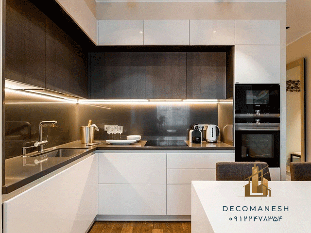 کابینت آشپزخانه مدرن با طراحی پلکانی