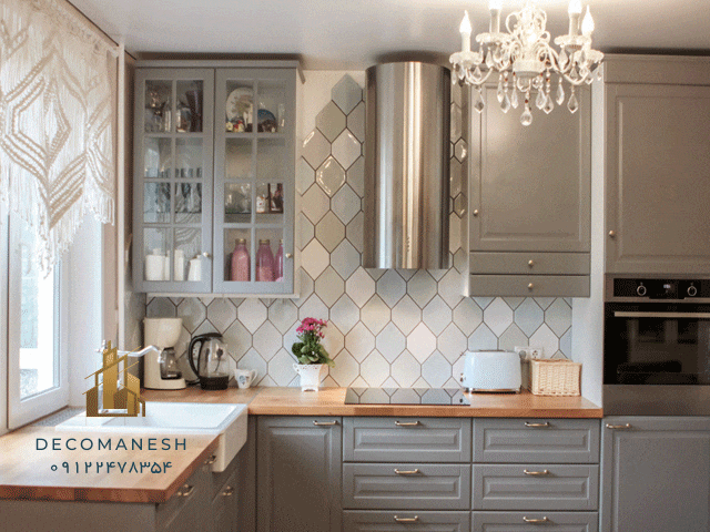 کابینت آشپزخانه انزو با رنگ طوسی