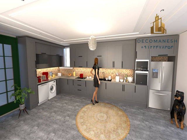 کابینت آشپزخانه با طراحی سه بعدی