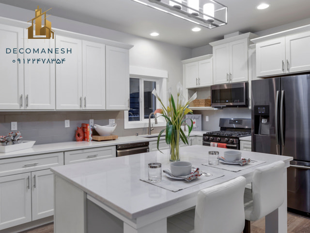 کابینت آشپزخانه رنگ پلی اورتان با طراحی ساده