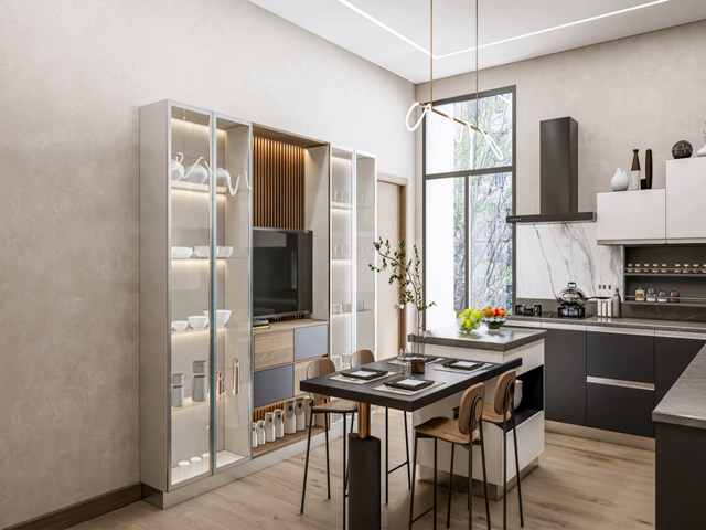 کابینت آشپزخانه سبک ویترینی