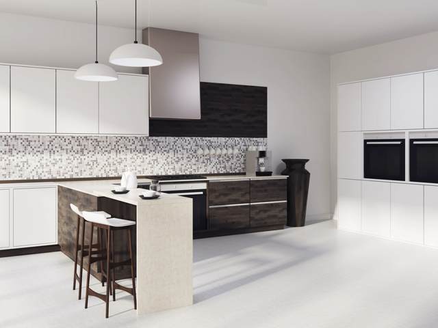 کابینت آشپزخانه مدرن با دو رنگ ترکیبی