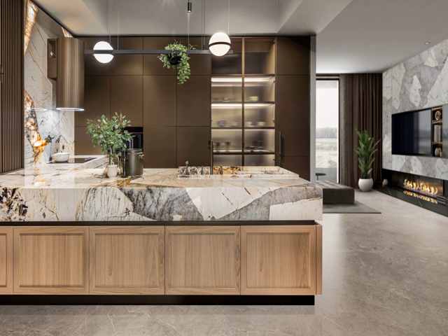 کابینت آشپزخانه بزرگ سبک اروپایی