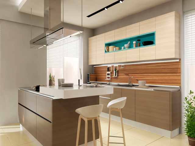 کابینت آشپزخانه کوچک با جزیره