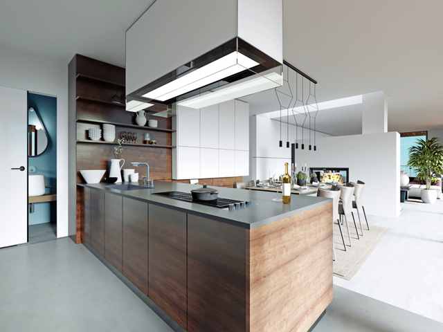 کابینت کلاسیک با جزیره بزرگ