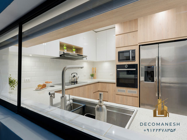 کابینت آشپزخانه ترکیبی با صفحه شیک
