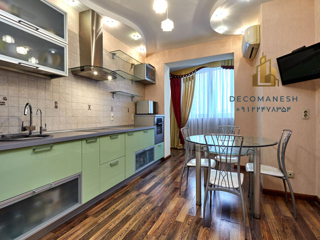 کابینت آشپزخانه با رنگ سبز