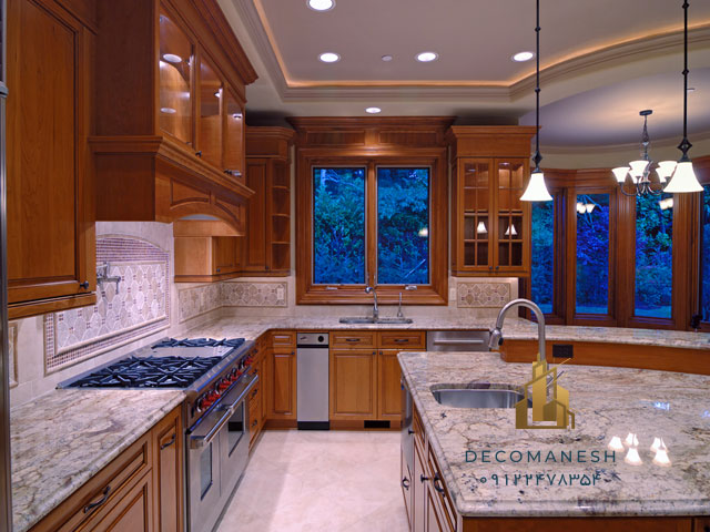 کابینت آشپزخانه با طراحی خارق العاده و رنگ قهوه ای